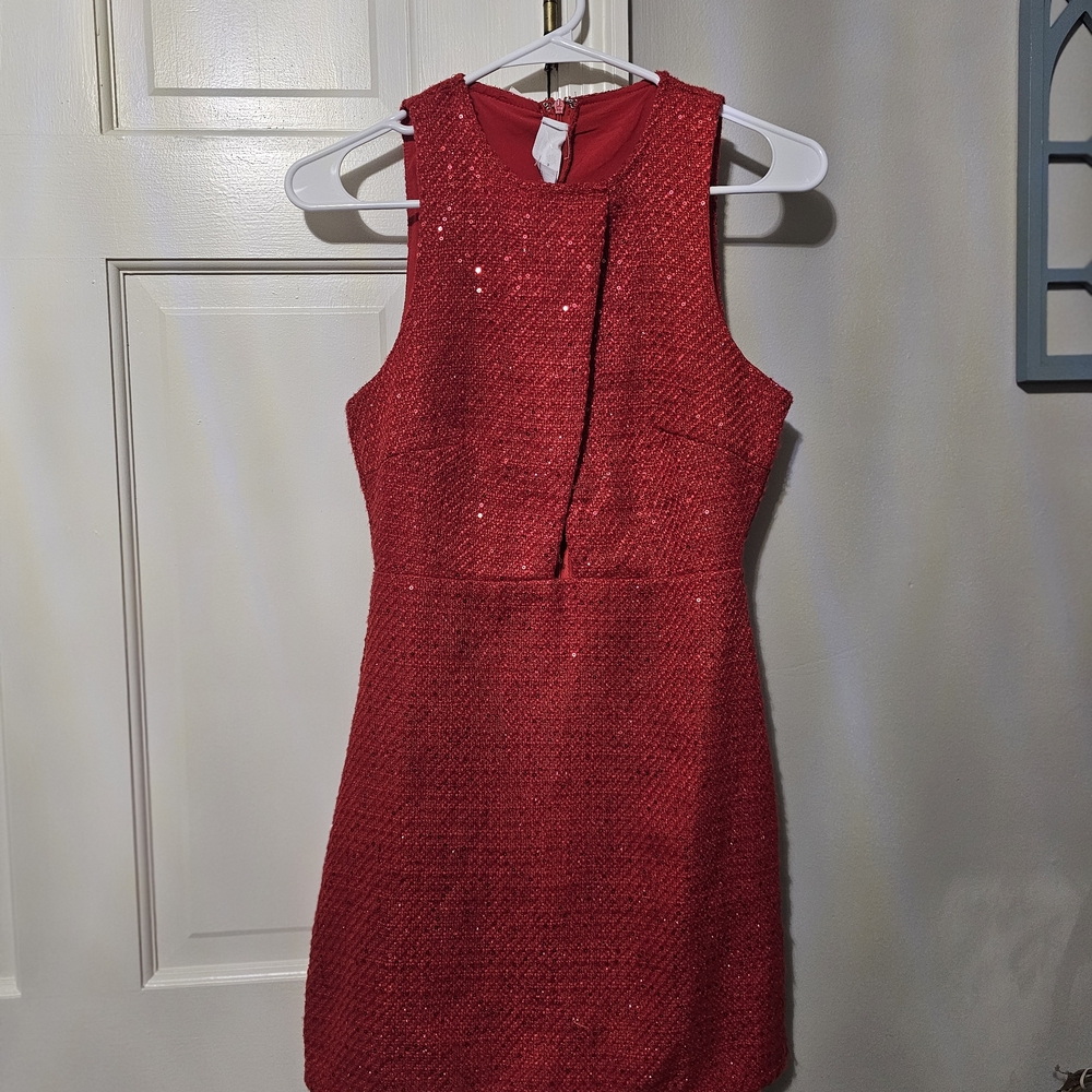 Red Halter Sheath Mini Dress for Cocktail